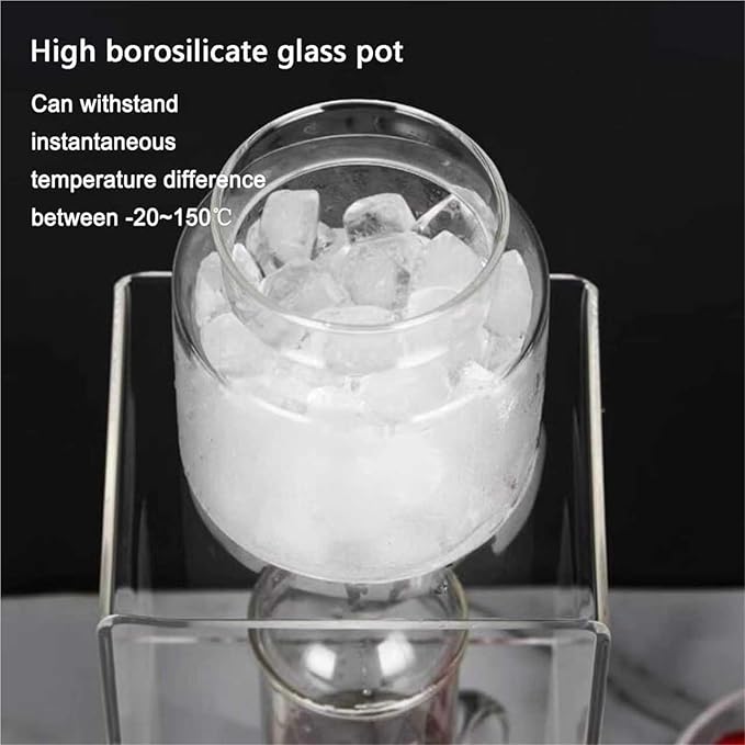 Cold Brew Drip Tower Ice Coffee Slow Drip Coffee Maker with Stainless Steel Filter and Acrylic Base Adjustable Flow for Office Coffee Lovers(450ML)
