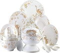 Dinnerware Set Family Dinner Service Set50-Piece White &amp Gold Bone China Dinnerware Set Tabletops Bone White Porcelain Round Dinnerware Collection S