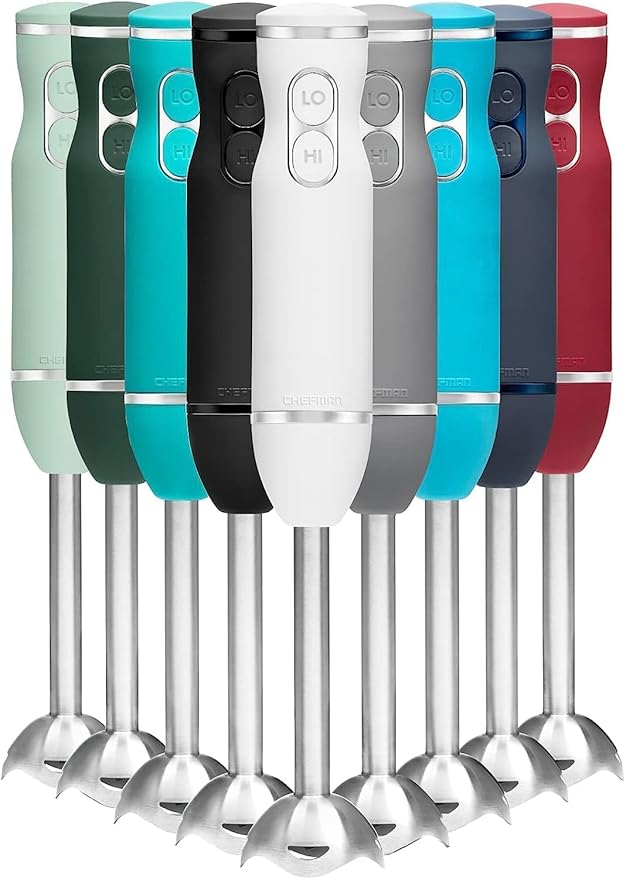 Chefman Immersion Stick Hand Blender with Stainless Steel Blades Powerful Electric Ice Crushing 2-Speed Control Handheld Food Mixer Purees Smoothies Shakes Sauces &amp Soups Ivory