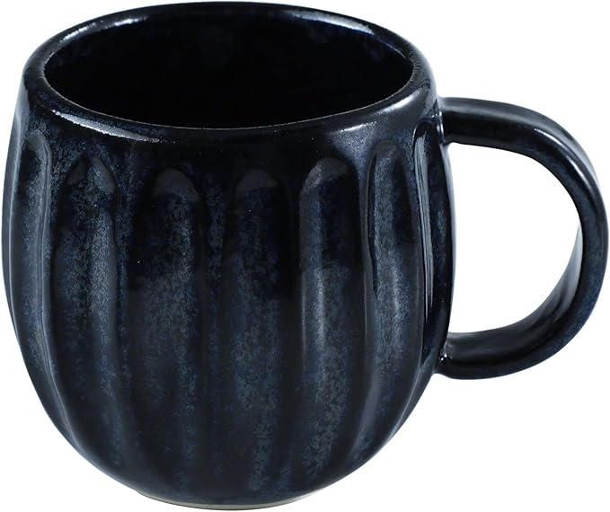Asayu Japan Ceramic Coffee Pour Over Maker Set in Dark Navy Blue Slow Brewing Paper Filter Holder and Dripper with 3 Holes for Coffee and Tea - Accessory Ceramic Mug