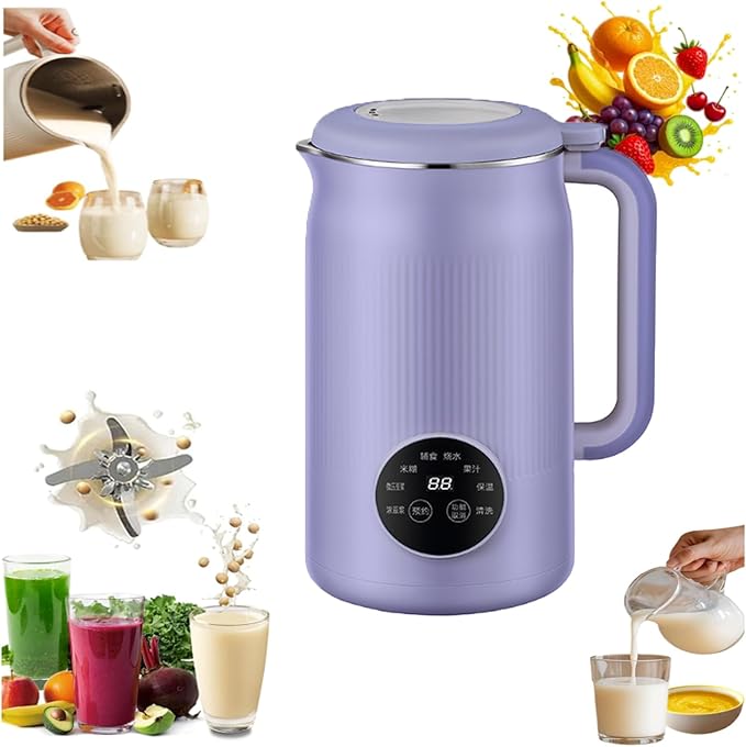 Nut Milk Maker Machine Nut Milk Maker Blender The 8-in-1 Multifunction NutMilk &amp Juice Maker Nutmilk Machine with Keep Warm/One-Button Self-Cleaning/Delay Start (Purple)