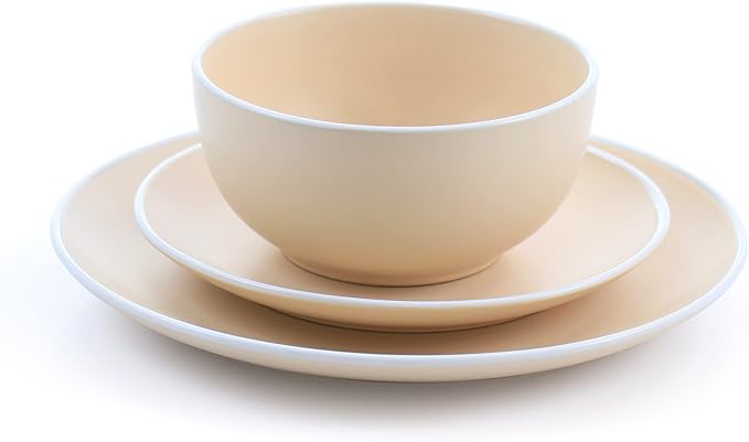 Creamy 12 Pc Dinnerware Set in Matte Orange Pc Solid Casual Round Stoneware Piece Dishwasher Safe