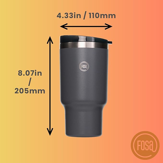 FOSA VacBrew 30oz Stainless Steel Travel Mug – Vacuum-Insulated Tumbler for Hot &amp Cold Drinks | Brew Directly in Mug with VacBrew System