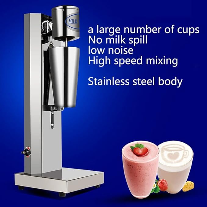 Electric Milk Shaker Machine Milkshake Maker 2 Speed Professional Drink Mixer Stainless Steel Classic Milk Shake Mixer Machine Smoothie And Drink Stand Mixer With 750 Ml Capacity Mixer Cup 180 W