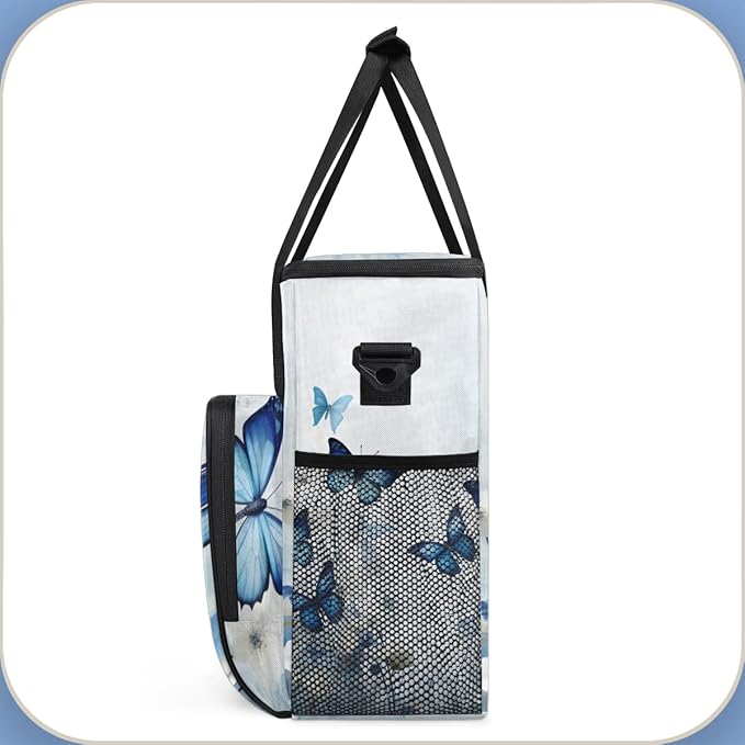 Flowers Butterfly Coffee Maker Carrying Bag Glitter Butterfly Travel Storage Bag Compatible with K-Mini or K-Mini Plus Single Serve Coffee Brewer Carrying Case with Multiple Pockets &amp Shoulder S