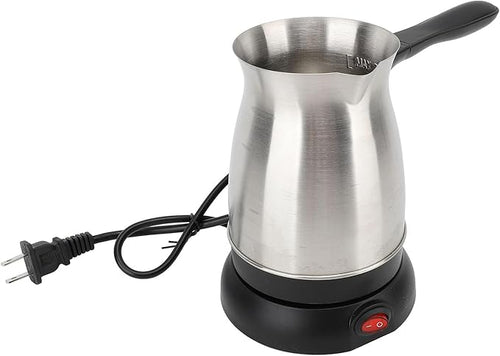 110V Electric Turkish Coffee Pot 600ML Stainless Steel Turkish Coffee Maker Kettle for Home