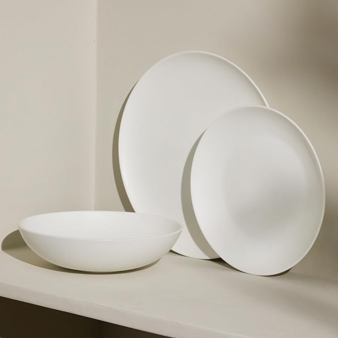 Stone Lain Taglio 12-Piece Dinnerware Set Bone China Matte White