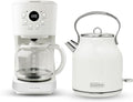 HADEN Coffee Machine 12 Cup Drip Coffee Maker Bundled with Heritage 1.7 Liter Stainless Steel Electric Kettle Ivory &amp Chrome