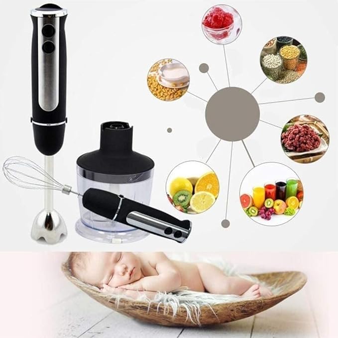TOEWOE Hand Blender 4 In 1 Immersion Blender Stick Blender with 500ml Food Grinder 600ml Container Chopper 13 Speed 304 Stainless Steel Blades BPA-Free Kitchen Tool