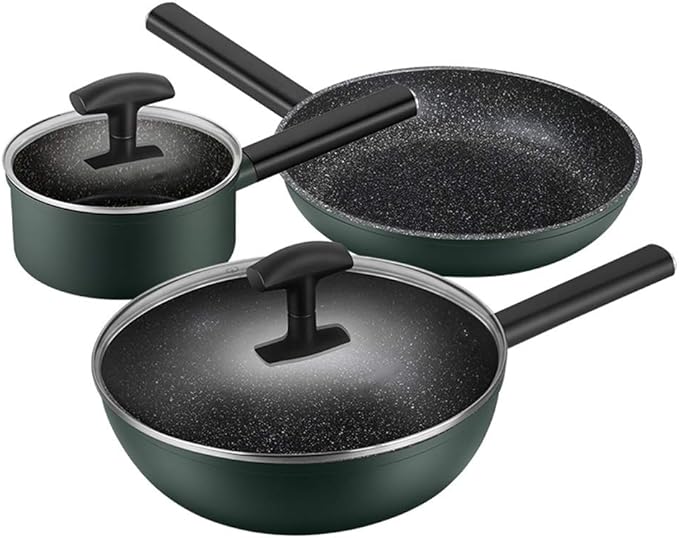 Kitchen Stainless Cookware Set 3 Piece Nonstick Stainless Steel Pan and Pots Set Thicken The Bottom of The Pot Thicken and Durable