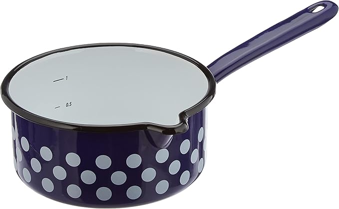 GSW 7-Piece Cooking Pot Set with Dots Blue-white steel enamel plastic