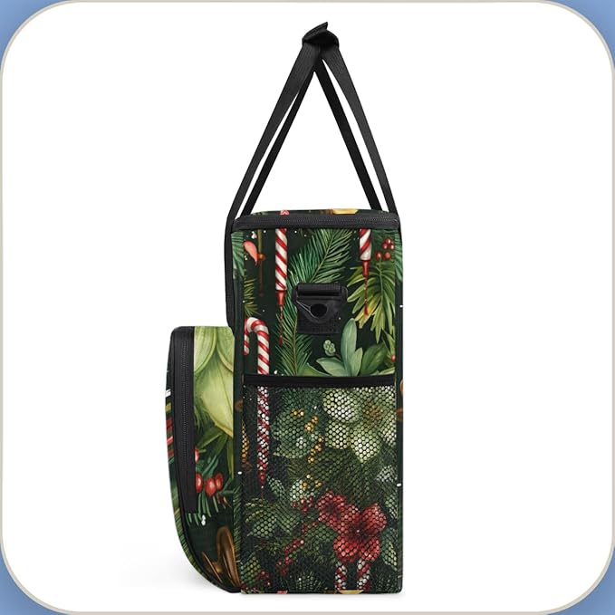 Christmas Flowers Coffee Maker Carrying Bag Gothic Flowers Travel Storage Bag Compatible with K-Mini or K-Mini Plus Single Serve Coffee Brewer Carrying Case with Multiple Pockets &amp Shoulder Stra