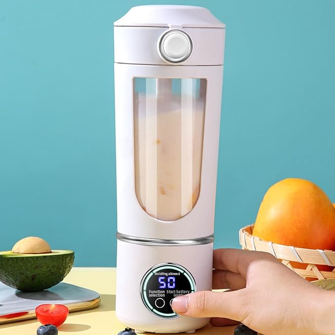 Haofy Portable Blender Mini Blender Travel Blender 700ML 12 Stainless Steel Blades Rechargeable with 1500mAh Battery Magnetic Induction Technology for Gym (White)