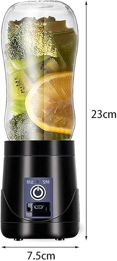 Portable Blender Personal Blender for Shakes and Smoothies Personal Size Blenders with USB Rechargeable 380ml Traveling Fruit Veggie Juicer Cup Black (Size : 1)