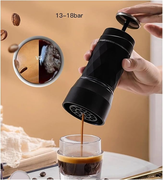 120ML Portable Espresso Machine - 2 in 1 Manual Coffee Maker for Camping and Home Use(C)