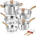 KOCH SYSTEME CS Stainless Steel Coowkare Set 10PCS Professional 18/10 Stainless Steel Pots and Pans Set with Cool-Touch Handles Tri-ply Base Kitchen Cookware Sets Cooking Set Induction Compatible