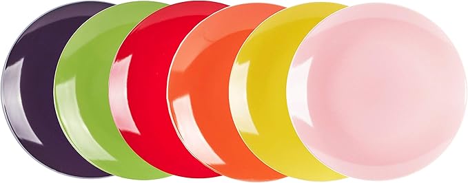 Stoneware Coupe Shape Salad Plate - 8 inch - Set of 6 Very Rose 6 Assorted Colors