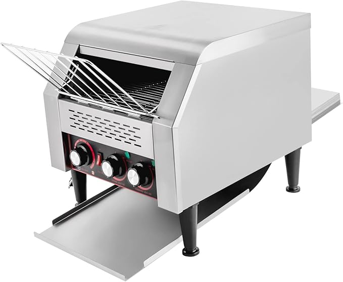 300 Slices/Hour Commercial Conveyor Toaster 2200W Stainless Steel Heavy Duty Industrial Toasters Countertop Electric Restaurant Equipment for Home Restaurants Bakery Use