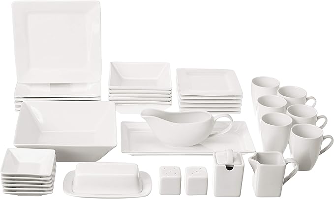 10 Strawberry Street Nova Square 40 pc Dinnerware Set Cream White