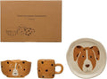 Child's Stoneware Dinnerware with Painted Dogs Boxed Set of 3 Pieces