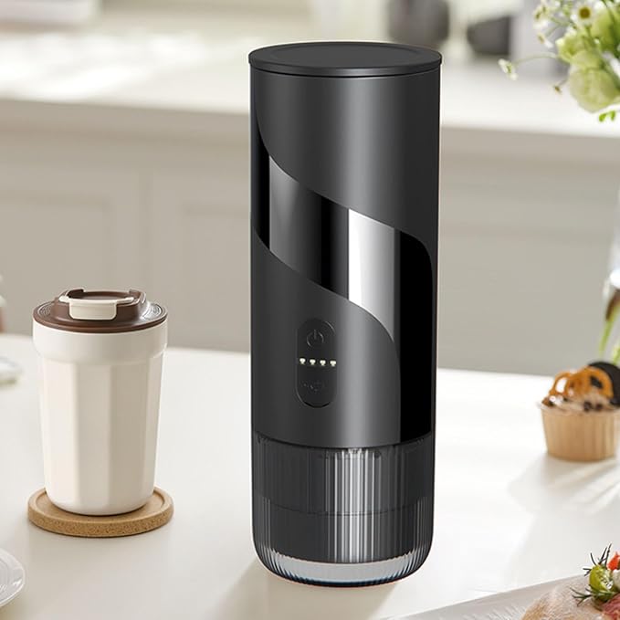 Fockety Portable Coffee Maker 304 Stainless Steel Capsule Machine USB Rechargeable with One Button Start for Travel Camping Car Outdoor