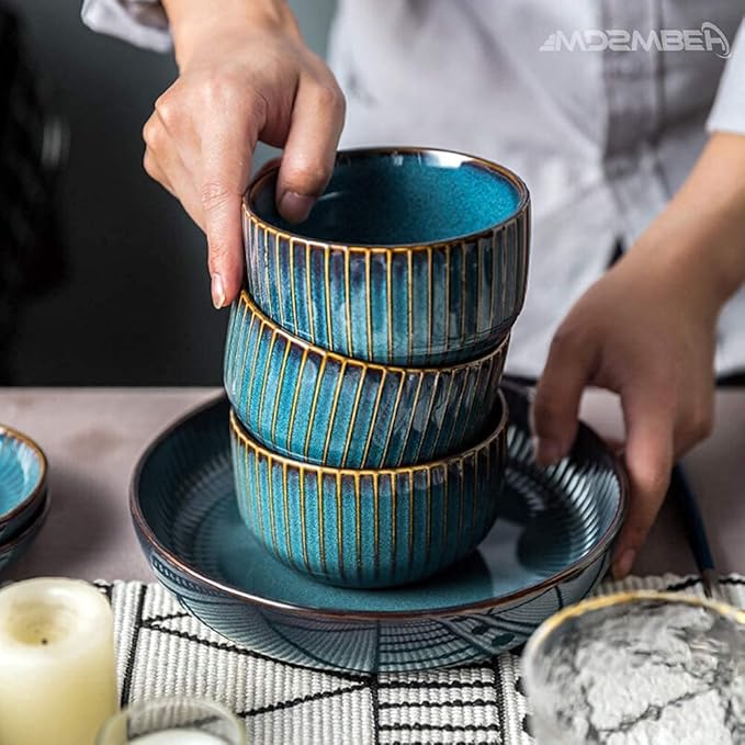 Dinnerware Sets - Luxury Gift Dishes Service Set Dinnerware Sets Stoneware Ceramic Dishes Porcelain Plates and Bowls Sets for 6 8 10 Luxury Bone China Dishware Sets- Dinner Sets(20Pcs)