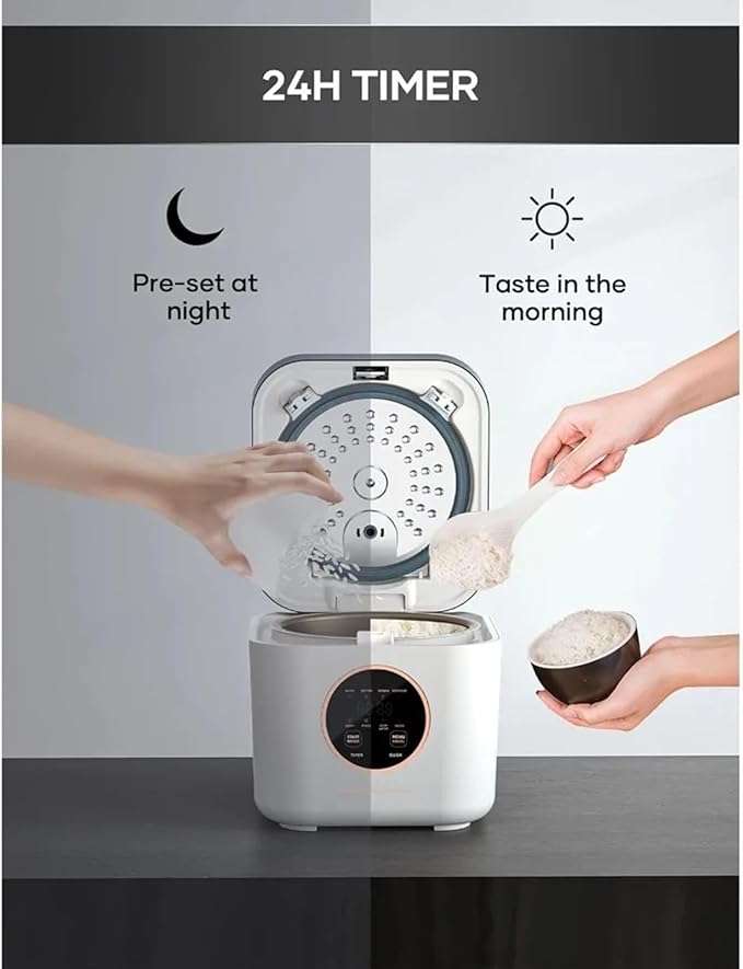 Rice Cookers Smart Mini Rice Cooker 24-H Delay Timer Auto Keep Warm Nonstick Inner Pot for Soft White Rice Porridge Rice Maker