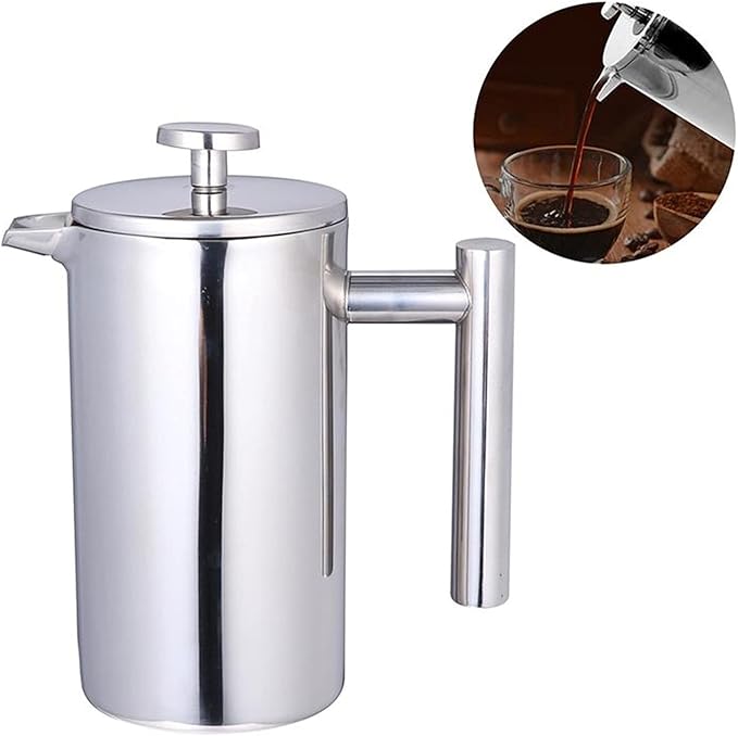 Cafetiere Coffee Maker 350/800/1000ML Coffee Pots Double Layer Stainless Steel Coffee and Tea Maker French Press Heat Preservation Mug French Press Stainless Steel Coffee Pot (Color : 350ml)