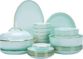 Dinnerware Set Dinner Party Tableware Service Set Bone China Porcelain Dinnerware Set European-Style Penh Bone China Tableware Set Bowls and Plates Dinner Set Service (One Color 22pieces)