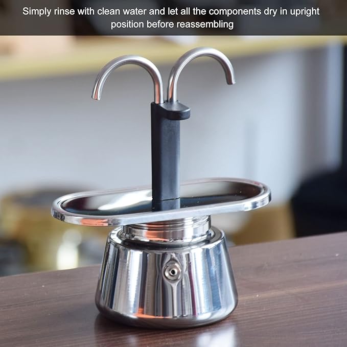 GOWENIC 2 Cup Stovetop Espresso Maker Pot Classic Italian Coffee Maker Espresso Maker Stovetop 100ML Double Stainless Steel DIY Conduit Coffee Pot