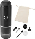 Portable Electric Espresso Machine Self-Heating Automatic Extraction 80ml Mini Coffee Maker for Camping/Travel/RV/Hiking/OfficeUSB-C &amp Car Charger(Black)(Black)