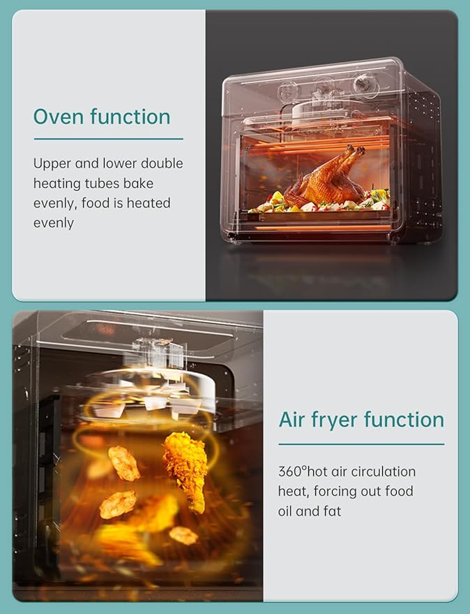 Neretva [21 QT&amp 6-in-1] Toaster Oven &amp Air Fryer Compact Toaster Ovens Countertop with 5 Slices 1500W Rapid Heat Air Fryer Toaster Oven Combo Stainless Steel for Bake/Toast/Broil/Air Fryer/De