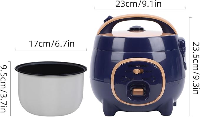 Mini Rice Cooker Steamer 350W 1.8L Electric Small Rice Maker with Steam Rack Removable Nonstick Pot Smart Control Multifunction Cooker for Soups Stews Grains Kitchen (US Plug 110V)