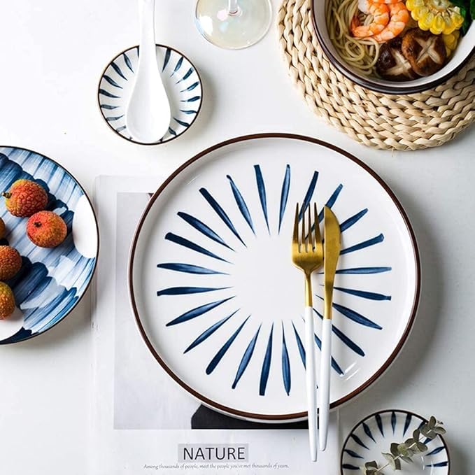 48-Piece Porcelain Dinnerware Sets Service for 8 Combi-Set Tableware Set of Bowls/Dessert Plates/Soup Plates Home Family Party