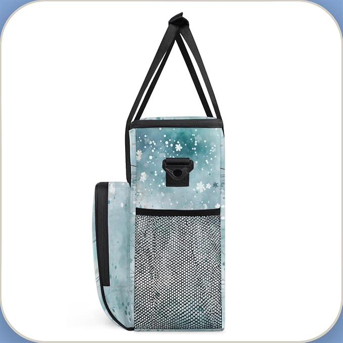 Glitter Coffee Maker Carrying Bag Blue Snow Portable Travel Storage Tote Bag Compatible with K-Mini or K-Mini Plus Single Serve Coffee Brewer Carrying Case with Multiple Pockets &amp Shoulder Strap