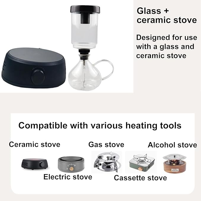 Electric Siphon Coffee Maker Coffee Brewer Extraction Machine with 2 Gears Adjustable Push-button Switch &amp Capacity 3500 ml Siphon Pot for Home Camping &amp Travel