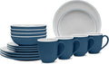 Noritake ColorTrio Blue 16-Piece Coupe Dinnerware Set Service for 4