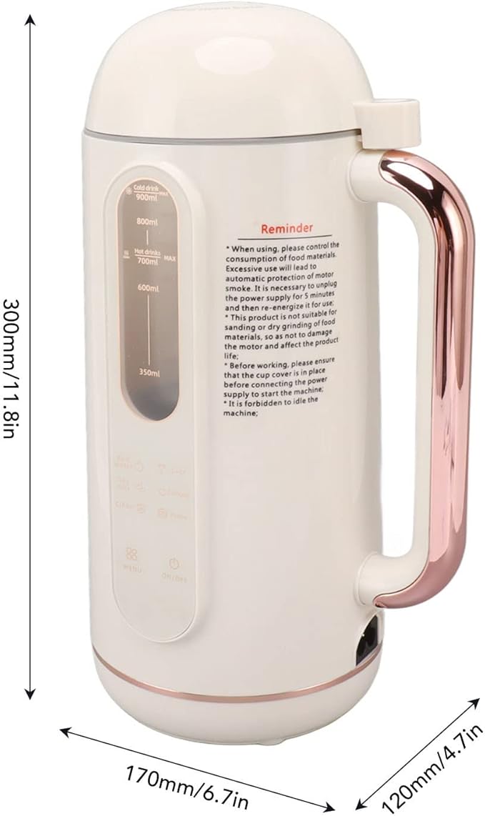 Yctze Soy Milk Maker Soy Milk Maker Automatic High Speed Blender Creamy White Multifunctional Nut Milk Maker for Home Restaurant US Plug 110V