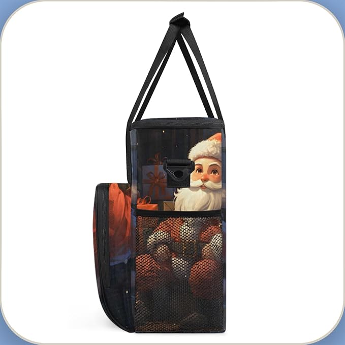 Colorful Santa Claus Coffee Maker Carrying Bag Retro Santa Claus Travel Storage Bag Compatible with K-Mini or K-Mini Plus Single Serve Coffee Brewer Carrying Case with Pockets &amp Shoulder Strap