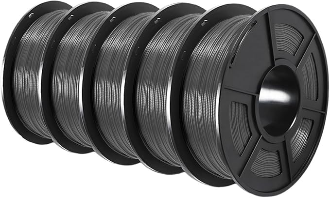 US 3D Filament PETG/EASY ABS/TPU/ASA for Filamnet 1.75mm 5Roll 1KG(TPU 0.5KG/Roll) 3D Printer Filament for 3D Printer(PETG Grey 5 Roll)