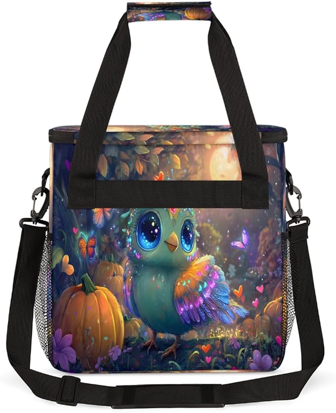Pretty Bird Pumpkin Butterfly Coffee Maker Carring Bag Travel Carrying Storage Tote Bag Compatible with Keurig K-Mini or K-Mini Plus Portable Single Serve Coffee Brewer Case with Pockets
