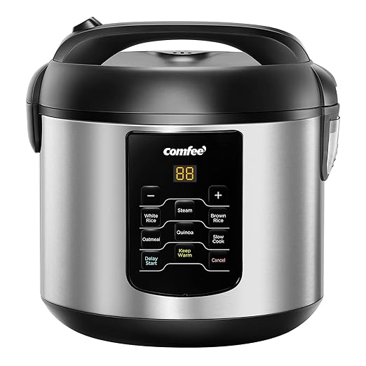 COMFEE' 6-in-1 Multi Cooker Bundle with Pyrex 3-Piece Glass Measuring Cup Set 2 QT Capacity Rice Cooker with Steamer Slow Cooker Saute Functions