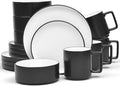 Noritake ColorTex Stone Black 16-Piece Dinnerware Set Service for 4
