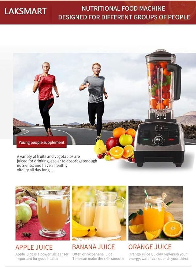 Smoothie Maker 1200W Powerful Blender with 2L BPAS s Large Container 5 Speeds Control 48000 RPM High-Speed 4 Blades Jug Blender MixerBlackBlack