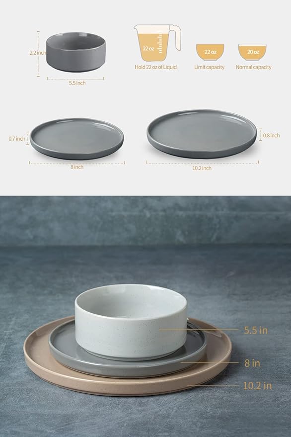 Famiware Nebula Plates and Bowls Set with Coffee Mugs Set 16 Pieces Dinnerware Sets Multi-color