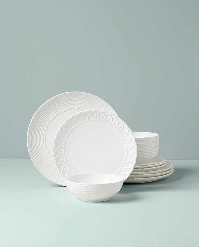 Lenox Wicker Creek 12-Piece Dinnerware Set 14.29White