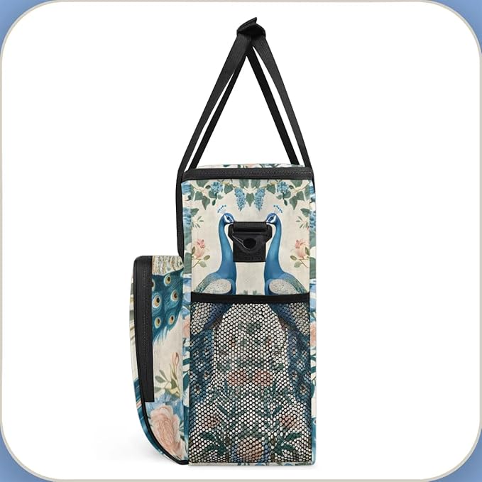 Coffee Maker Carrying Bag Peacock Flower Pattern Single Cup Coffee Maker Travel Bag Compatible with Keurig K-Mini or K-Mini Plus Portable Storage Bag with Shoulder StrapAZ-207
