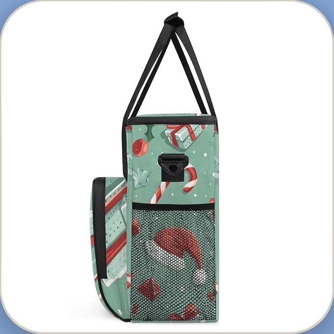 Christmas Hat Coffee Maker Carrying Bag Abstract Hat Travel Storage Bag Compatible with K-Mini or K-Mini Plus Single Serve Coffee Brewer Carrying Case with Multiple Pockets &amp Shoulder Strap
