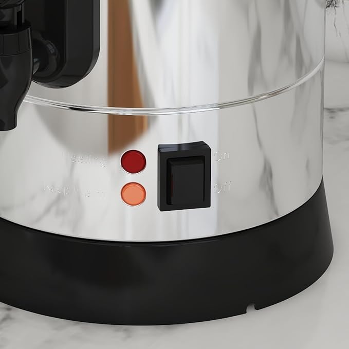 Fast Brewing Commercial Coffee Maker – 110 Cup Double Wall Stainless Steel Urn – Keep-Warm Function Hot Beverage Dispenser for Buffet Catering Parties Weddings – 16L Large Capacity Stainless