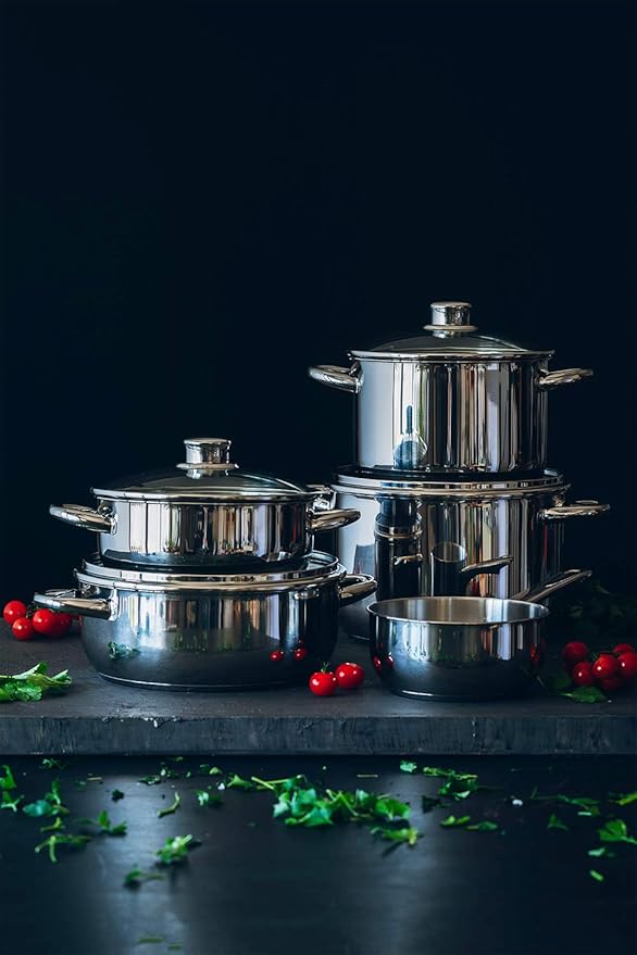 Monix Optima 2 4-Piece Stainless Steel 18/10 Battery Suitable for All Cooking and Induction: 20 cm Saucepan 20 cm and 24 cm Glass and Saucepan 16 cm without Lid